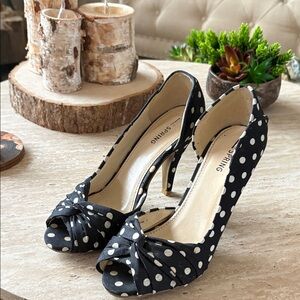 Call It Spring Black and White Polka Dot Heels